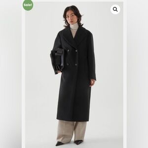 COS women double-breasted tailored oversized coat - black - size 8